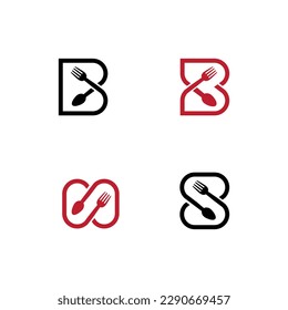 letter B and cutlery vector illustration for an icon,symbol or logo. suitable for restaurant logos, cafes and other places to eat