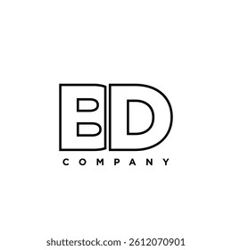 Letter B and D, BD logo design template. Minimal monogram initial based logotype.