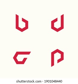 Letter B D G P vector concept illustrator