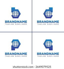 Letter B D P Q Globe Technology Logo, symbolizing global connectivity, innovation, and modern technology