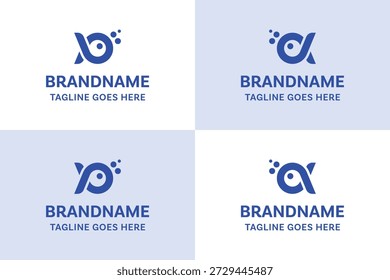 Letra B D P Q Fish Logotipo simples, simbolizando fluidez, adaptabilidade e força calma
