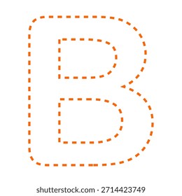Letra B tracejada linha contorno vetor ilustração versão oranye