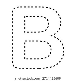 Letra B tracejada linha contorno vetor ilustração versão preto