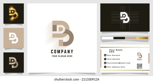 Monogramm-Logo des Buchstaben B oder Db mit Visitenkartendesign