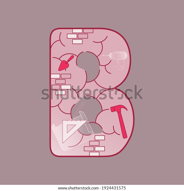 Letter B Decorated Human Brain Lobe Stock Vector (Royalty Free ...