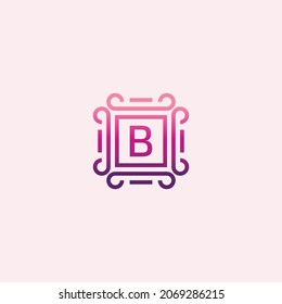 Letter B with Decorative Square Border Logo Template