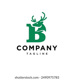 Letter B Deer Head Logo Icon Vector