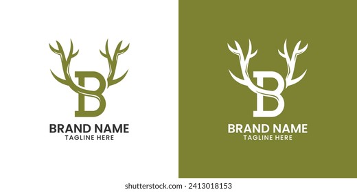 Letter B deer wildlife logo design