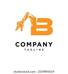 Letter B Demolition Excavator Logo Icon Vector