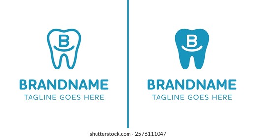 Letter B Dental Tooth Logo, symbolizing tooth, dental care and orthodontist