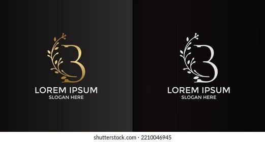 logotipo de diseño de letra B combinado con flores