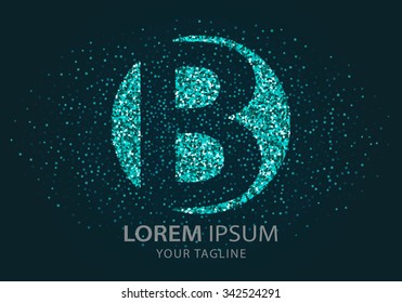 Letter b. Design logo element. Isolated on black background. Vector Illustration.