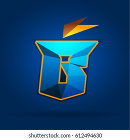Letter B design shield. Heraldic design letter B, with a flag.