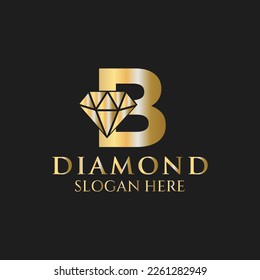 Diseño del logotipo del diamante B. Logotipo De Joyería Con Plantilla De Vector De Icono De Diamante