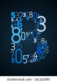 Letter B,  from different numbers typography vector font