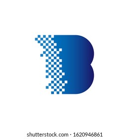 letter B digital logo with abstract concept. blue isolated white textiles. for company and graphic design. illustration vector