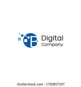 Letter B digital logo, Technology and digital logotype
