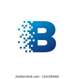 Letter B Digital Pixel Square Symbol Vector