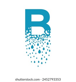 The letter B dissolves into droplets. Drops of liquid fall out as precipitation. Destruction effect. Dispersion.