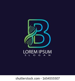 Letter B with DNA logo or symbol Template design vector