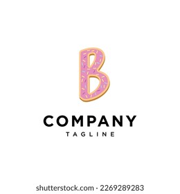 Letter B Donut cake icon logo template
