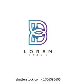 Elementos de plantilla de diseño del logotipo de la tecnología de conexión punto V carta.