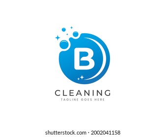 Letter B with Dots and Bubbles. Cleaning Logo Design Template
