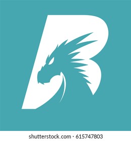 Letter B + Dragon Head - White