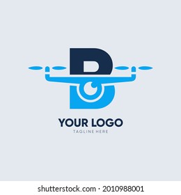 Ilustración de emblema gráfico del vector de diseño del logotipo de la letra B Drone Ilustración 