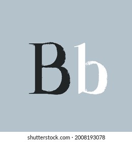 Letter B with dry brush stroke and serif. Vintage font with rough edges decoration elements. Perfect to use in any fashion labels, glamour posters, luxury identity, etc.