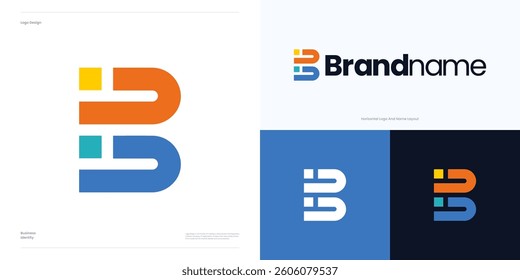 Letter B dynamic colorful logo icon design vector illustration element template editable, Creative modern abstract monogram symbol initial B sign for technology and brand identity business.