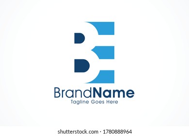 letter b and e negative space shadow style logo