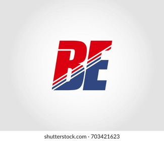 Letter B and E red and blue combination logo
