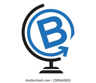 Letter B Earth Round Logo Design Vector Template Icon