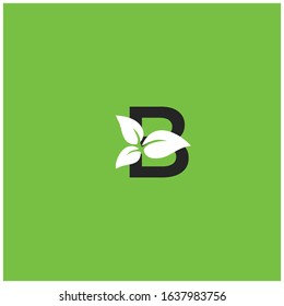 Letter B eco leaves icon design template elements.