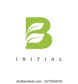 Letter B eco leaves icon design template elements