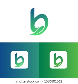 Letter B eco leaves logo icon design template elements