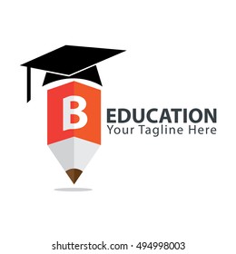 Letter B Education logo concept with pencil and book icon. Design template for education purposes