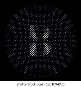 Letter B effect halftone symbol particles technology and communications vector