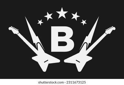 letter B electric guitar vector logo design