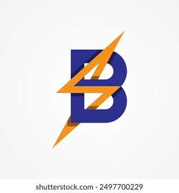 Logo eléctrico de la letra B, letra B con la combinación del perno del relámpago, Plantilla del logotipo del diseño del perno del trueno, Ilustración vectorial