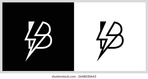 Letter B Electric Logo, letter B with lightning bolt combination, Vector Illustration