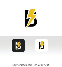 Letter B Electric Logo - Thunder,Lightning,flash,voltage,charge and electricity logo design idea - Alphabetic or font logo for letter a