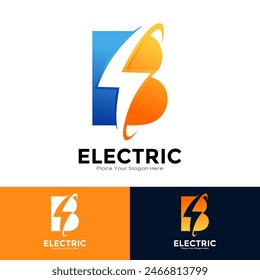 Letter B Electric Logo vector design. Suitable for initial Lightning Bolt,  corporate, technology, and poster illustration symbol