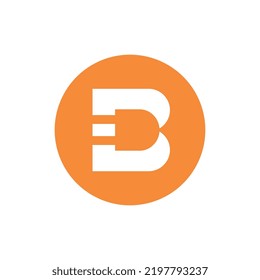 Letter B Electric Plug Logo Design Stock Vector (Royalty Free ...