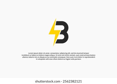 letter b electricity and lightning logo