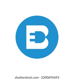 Letter B Electricity Logo Design, Alphabet B Power Plug Logo Icon - Vector