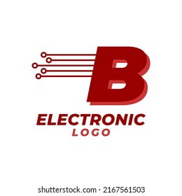 Letter B Electronic Circuit Decoration Initial Stock Vector (Royalty ...