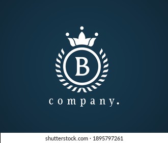 Letter B Elegant Monogram design for a luxury company. Beautiful royal logotype. Weaving circle vintage emblem for  Crest, Royalty, Business Card, Boutique, Hotel, Heraldic, wedding. Vector Eps 10.