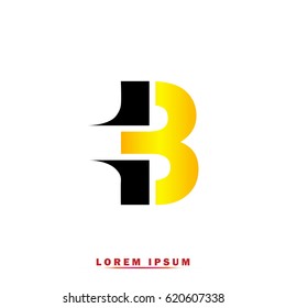 Letter B Elegant typographic black and yellow